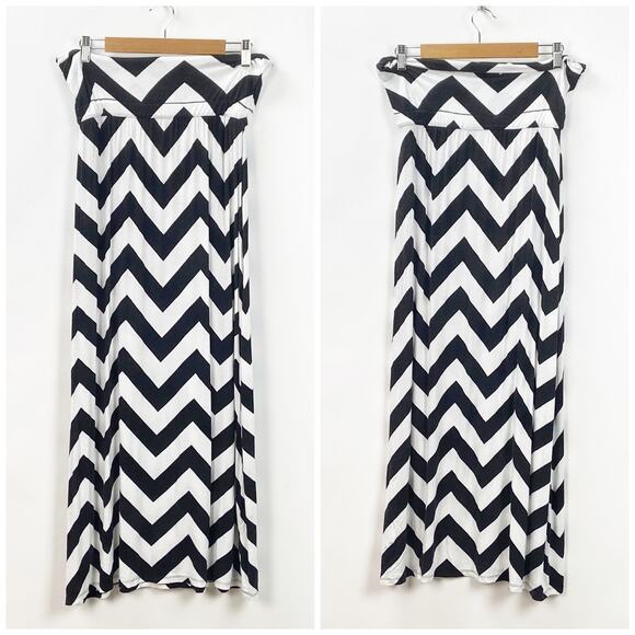 a.n.a Medium Woman Black White Chevron Maxi Skirt - Picture 1 of 5